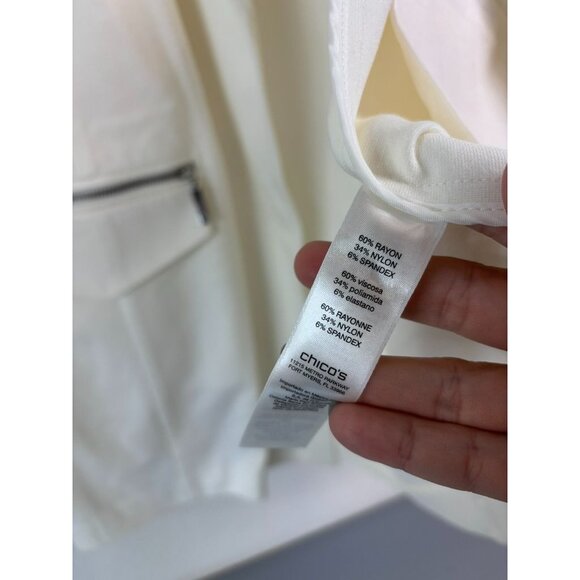 Chico's women's 3 or XL ivory sleeveless collared open front vest jacket NWT - Picture 7 of 7